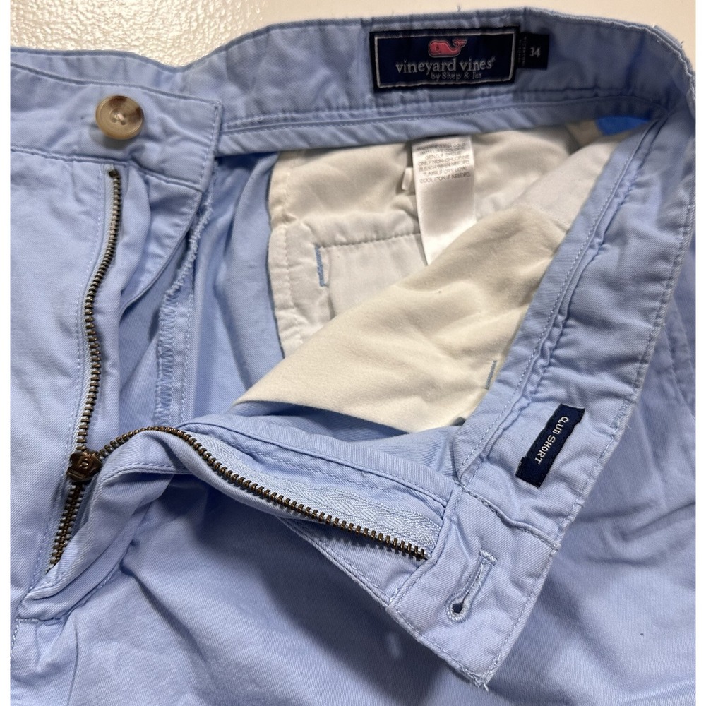 Vineyard Vines Shorts Men's 34 Pale Blue Shep & Ian  Flat Front Club Chino Short - Picture 4 of 13